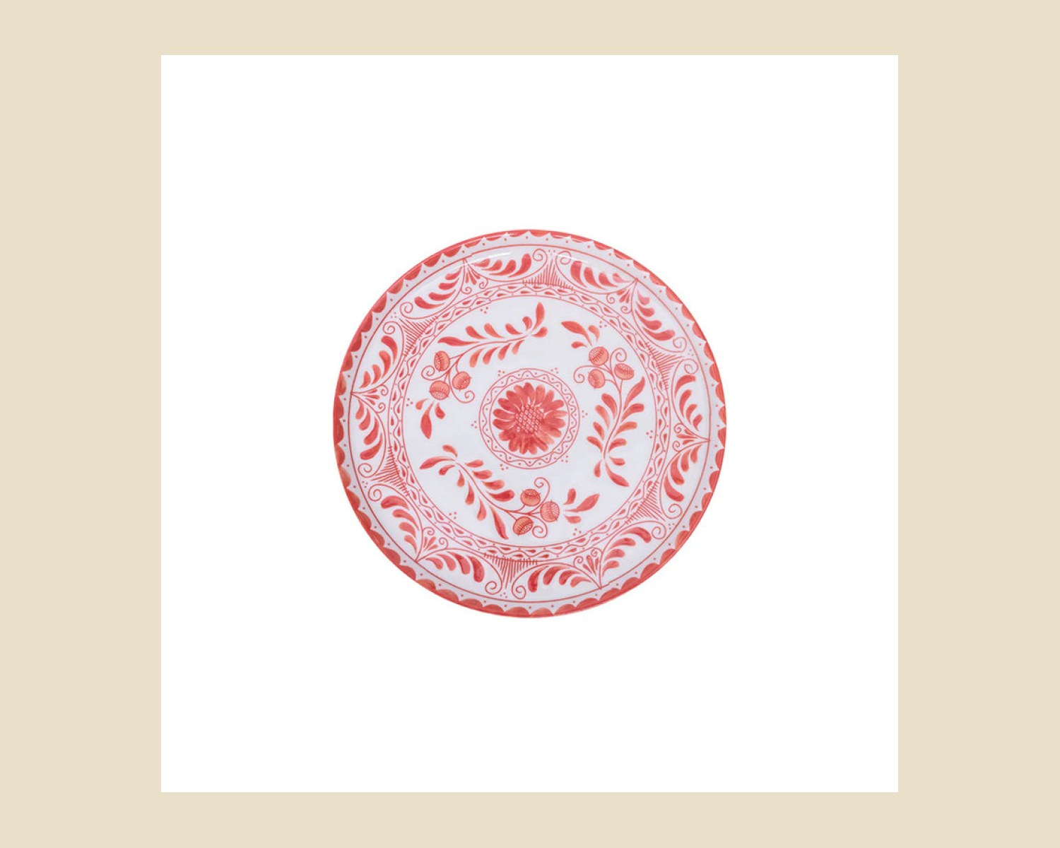 Plato Trinche Plana 15 cm Coral | Talavera 2.0 — Platos artesanal de Tonalá, Jalisco