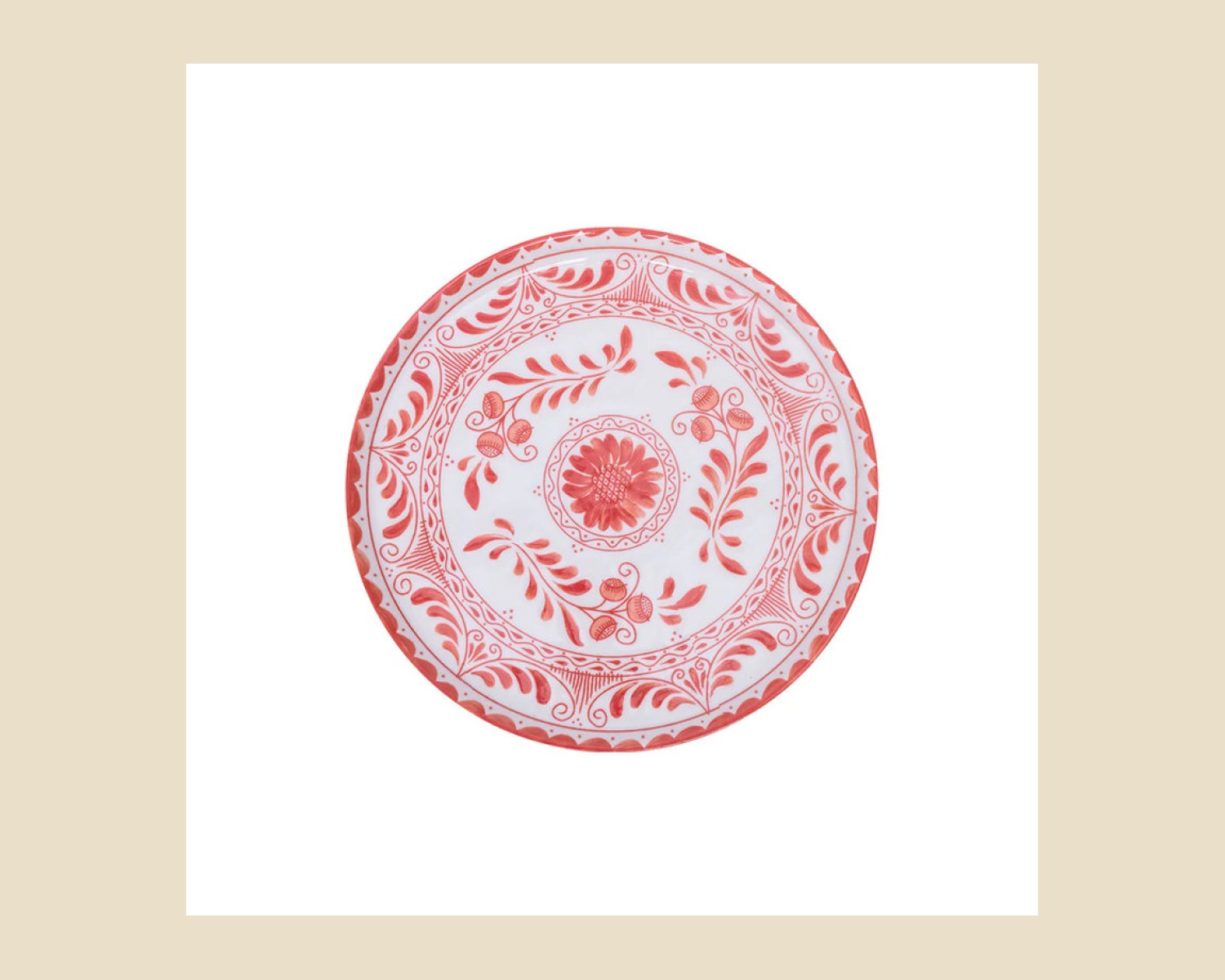 Plato Trinche Plana 19 cm Coral | Talavera 2.0 — Platos artesanal de Tonalá, Jalisco