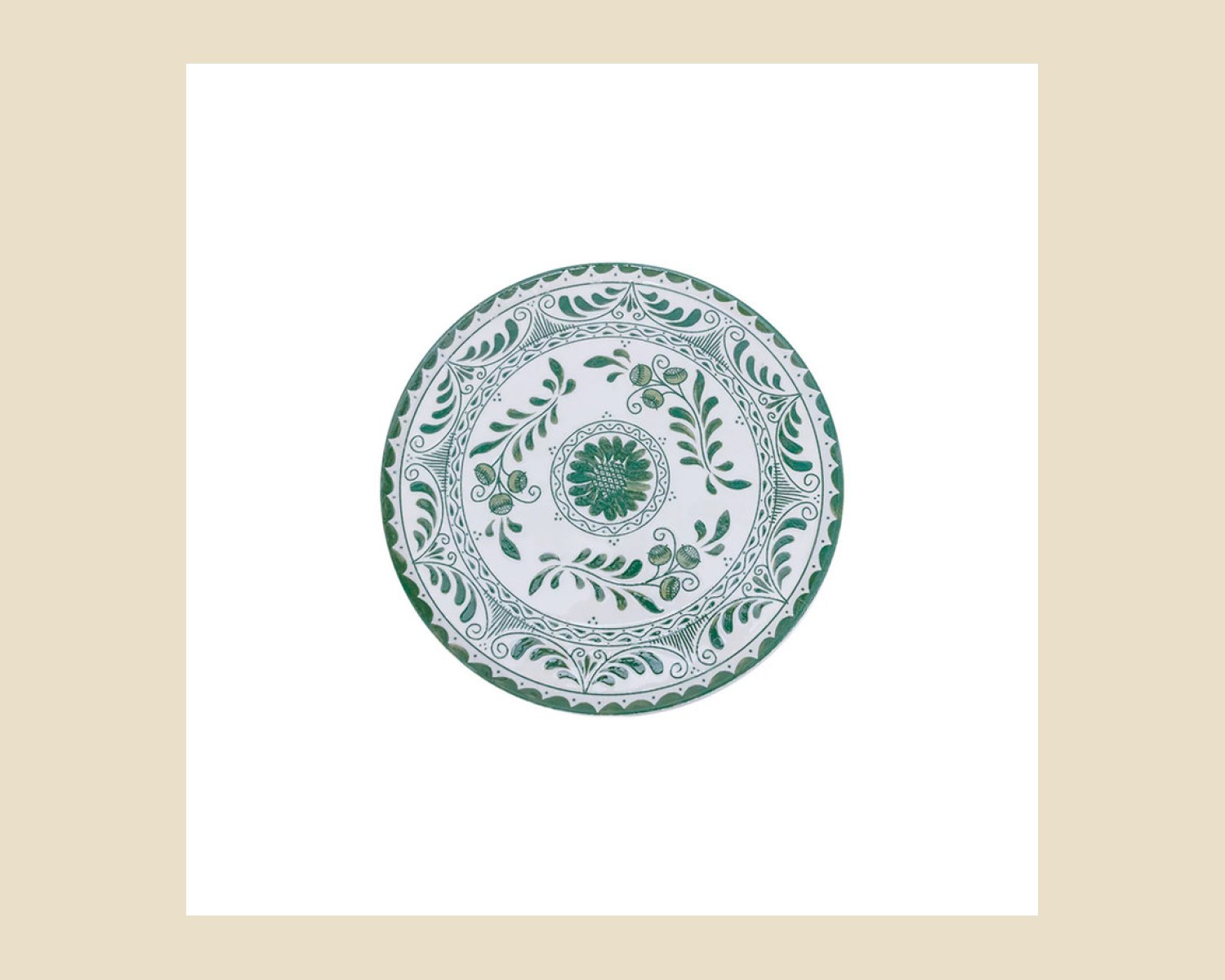 Plato Trinche Plana 15 cm Willow Green| Talavera 2.0 — Platos artesanal de Tonalá, Jalisco