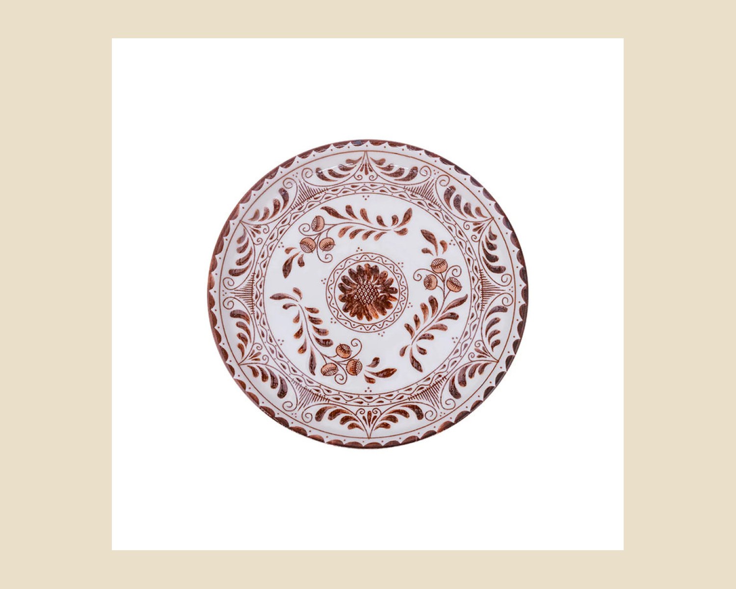 Plato Trinche Plana 19 cm Café | Talavera 2.0 — Platos artesanal de Tonalá, Jalisco