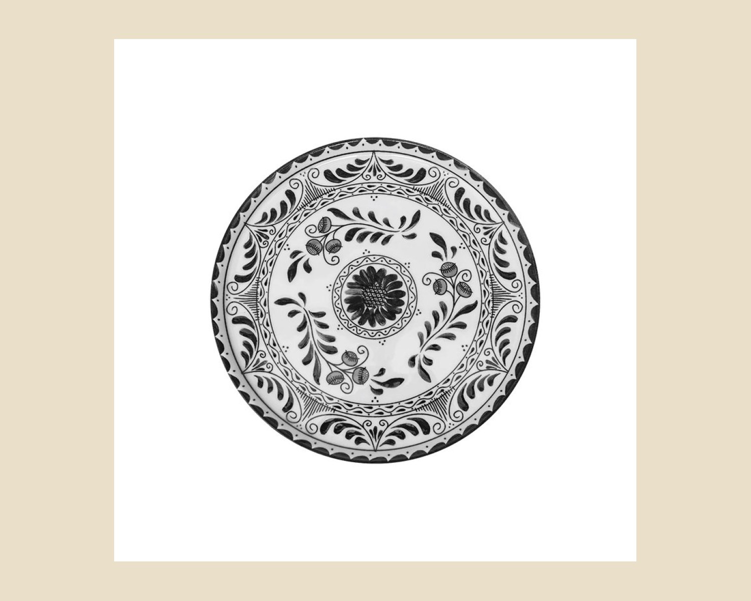 Plato Trinche Plana 19 cm Negro | Talavera 2.0 — Platos artesanal de Tonalá, Jalisco