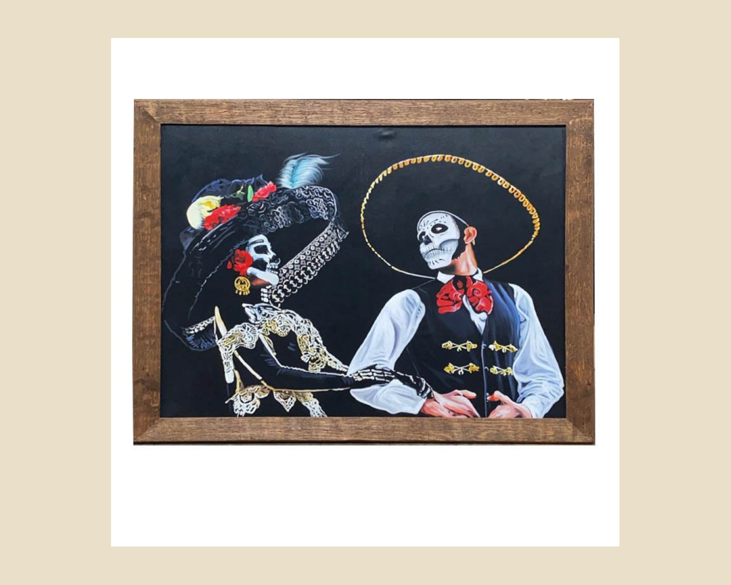 CUADRO CATRÍN Y CATRINA — Decoración artesanal de Tonalá, Jalisco