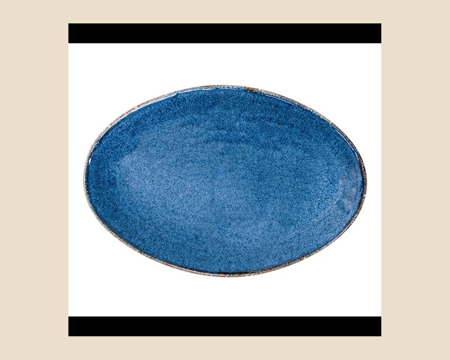 Platón Oval 34 OTB de 34 cm Índigo | Cabo — Platos artesanal de Tonalá, Jalisco