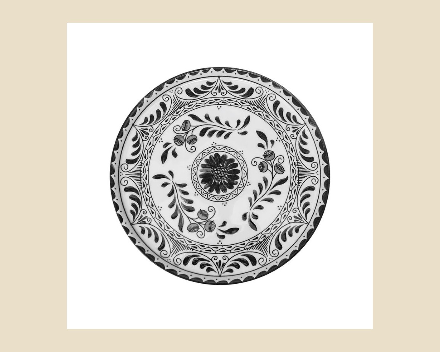 Plato Trinche Plana 23 cm Negro | Talavera 2.0 — Platos artesanal de Tonalá, Jalisco