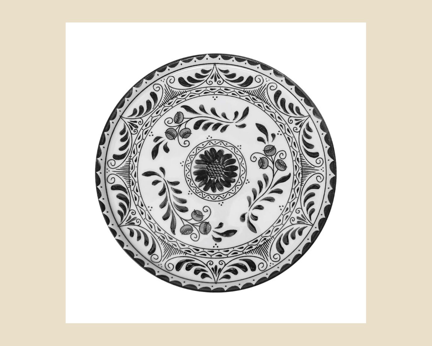 Plato Trinche Plana 27 cm Negro | Talavera 2.0 — Platos artesanal de Tonalá, Jalisco