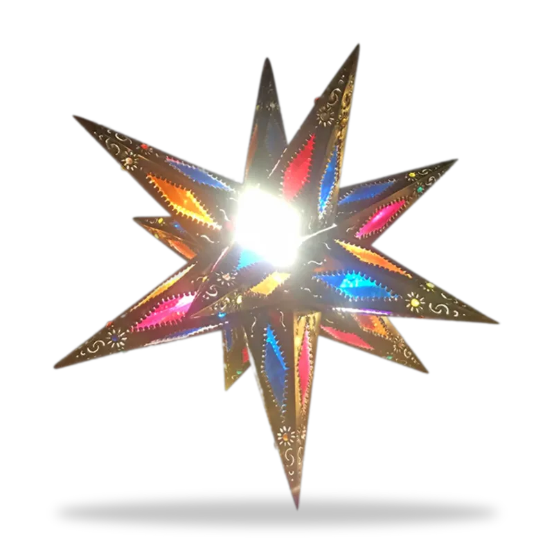 Estrella con colores — Lamparas artesanal de Tonalá, Jalisco