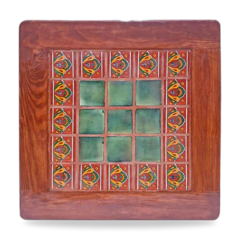 Azulejo 025 — Mesa con Azulejo artesanal de Tonalá, Jalisco