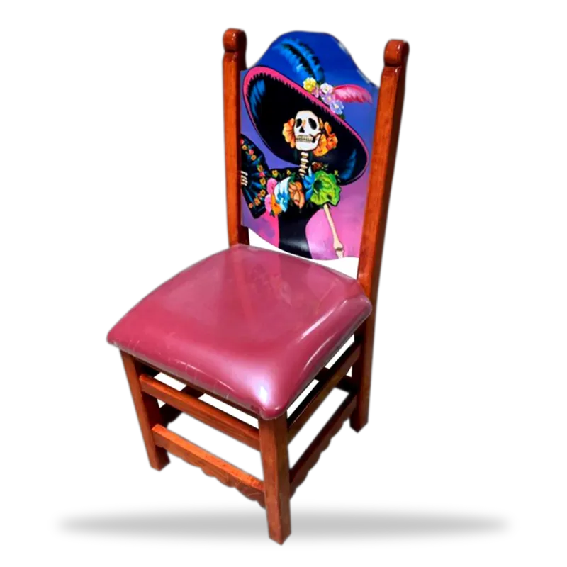 Catrina con sombrero — Sillas Pintadas artesanal de Tonalá, Jalisco